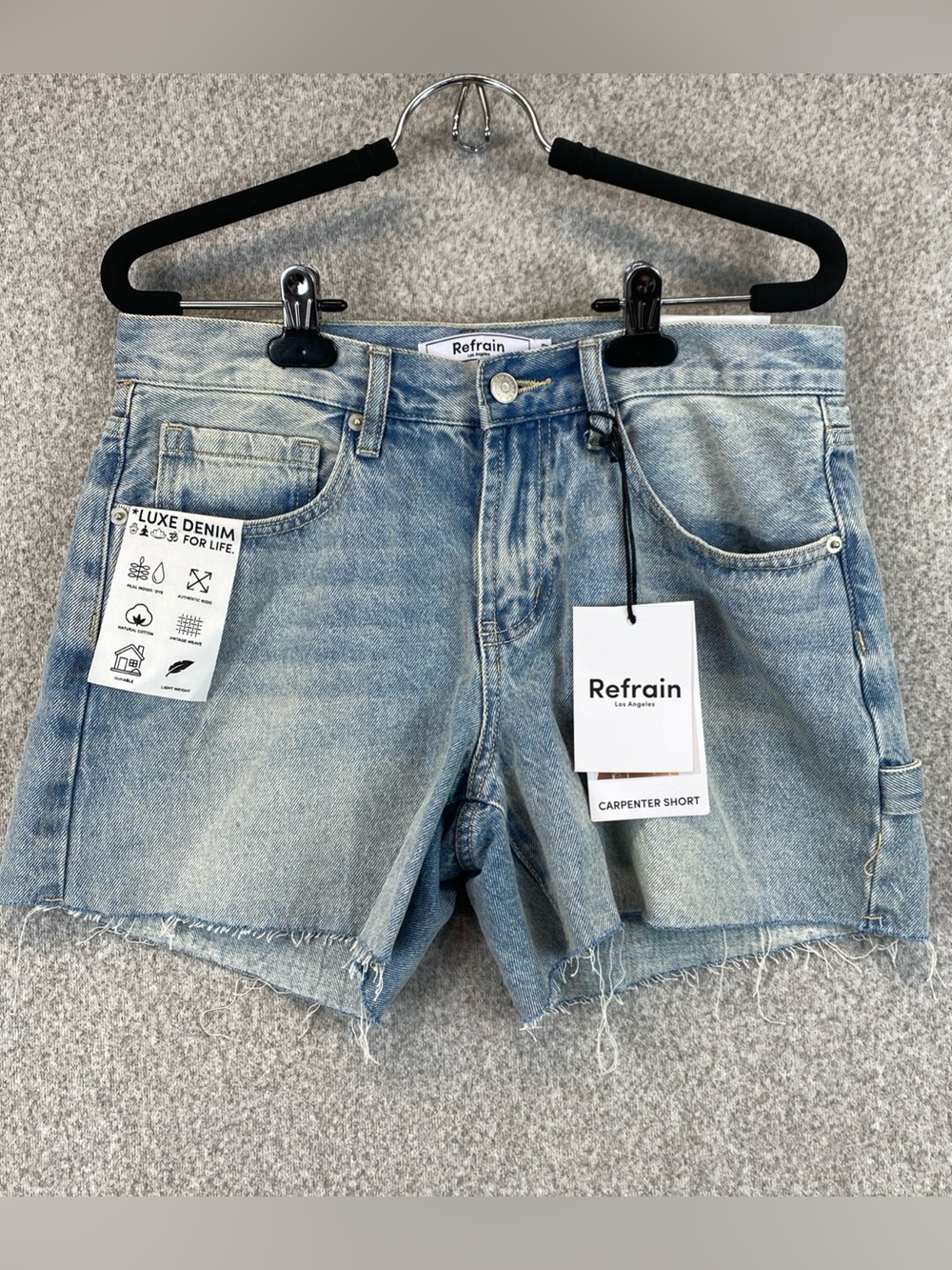 Refrain Los Angeles Carpenter Jorts Size 5/27 Raw Hem